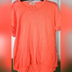 Umgee Vibrant Coral Short Sleeve Top Size Small